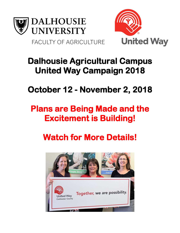 Dalhousie Agricultural Campus United Way Campaign 2018 Faculty of Agriculture Dalhousie